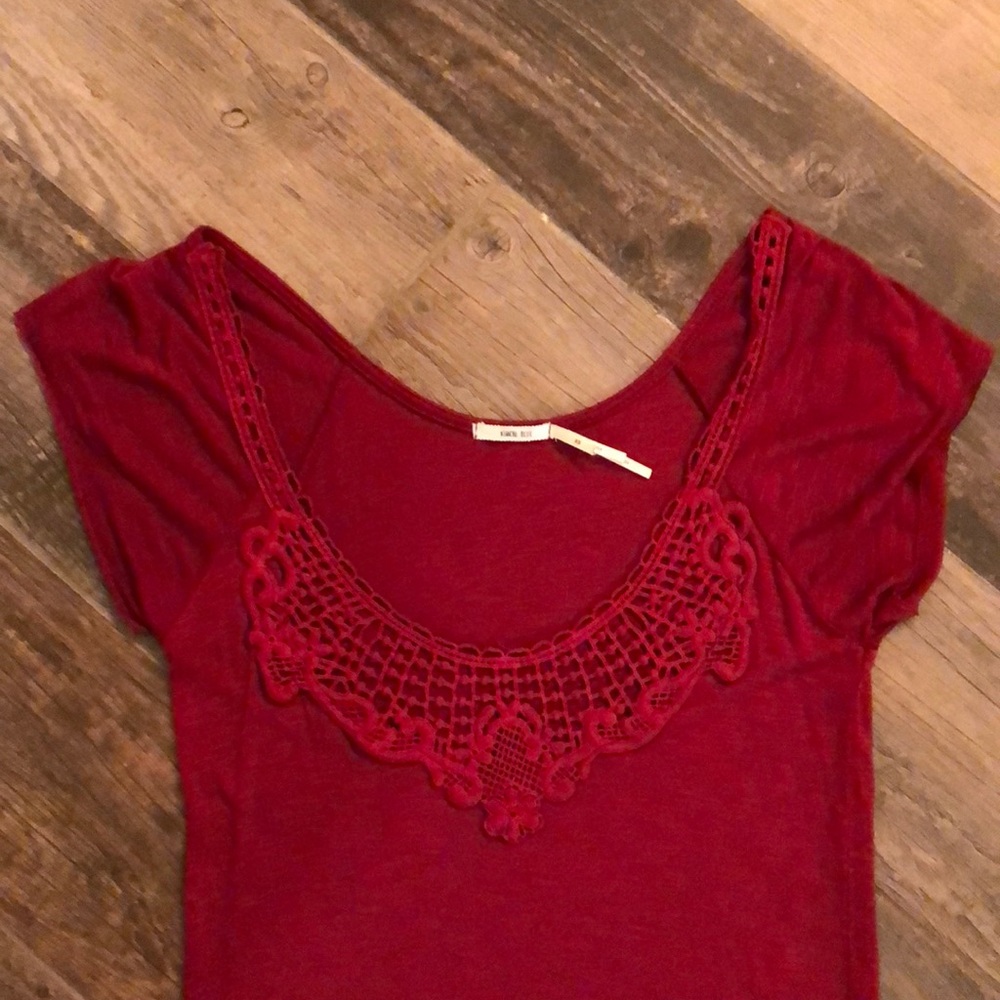 Red lace detail top NWOT